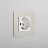 Modulo Singolo Schuko/Bipasso in Nichel Lucido Bianco