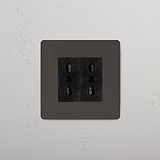 Bronzo Nero Modulo Singolo Presa a muro 2x Bipasso con prese doppia spina tipo Prese Singole e Moduli.
