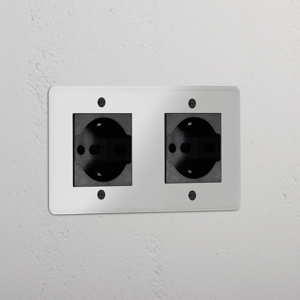 Modulo Doppio 2x Schuko/Bipasso in Nero Trasparente