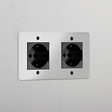 Modulo Doppio 2x Schuko/Bipasso in Nero Trasparente
