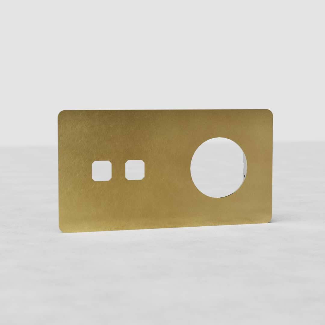 Doppia Placca 2x Interruttori & 1x Modulo Tonda EU - Ottone Antico