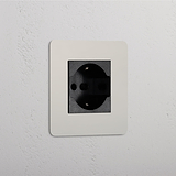 Modulo Singolo Schuko/Bipasso in Nichel Lucido Nero