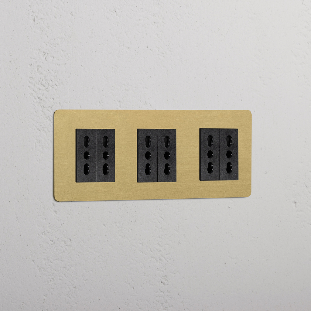 Modulo Triplo 6x Bipasso in Ottone Antico Nero