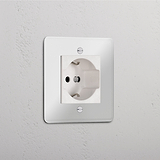 Modulo Singolo Schuko/Bipasso in Bianco Trasparente