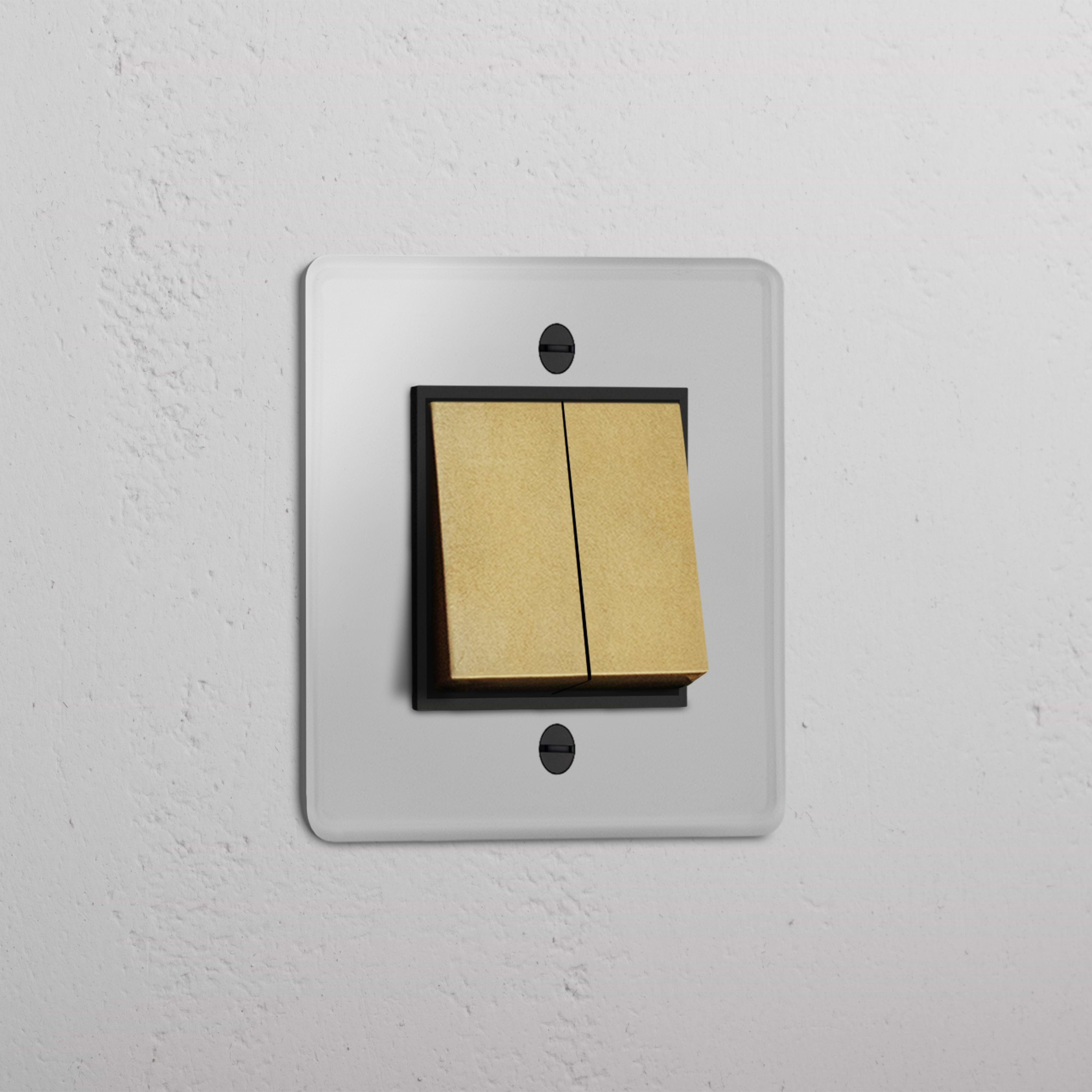 Elegante interruptor basculante individual Latão Antigo Preto Transparente com 2 posições - Ferramenta de operação de luz contínua