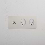 Triple Toggle & 2x Danish Module Round - Polished Nickel White  