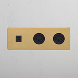 Triple USB 30W & 2x Swiss Module - Antique Brass Black
