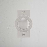 Poplar Short Plate Fixed Door Knob Polished Nickel Finish on White Background right Facing Front View