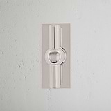 Harper T-Bar Short Plate Sprung Door Handle Polished Nickel Finish on White Background right Facing Front View