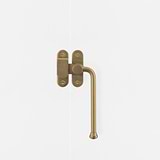 Right Southbank External Casement Window Handle Antique Brass Finish on White Background Front Facing