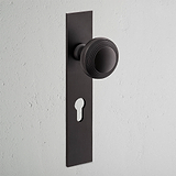 Poplar Long Plate Sprung Door Knob & Euro Lock - Bronze