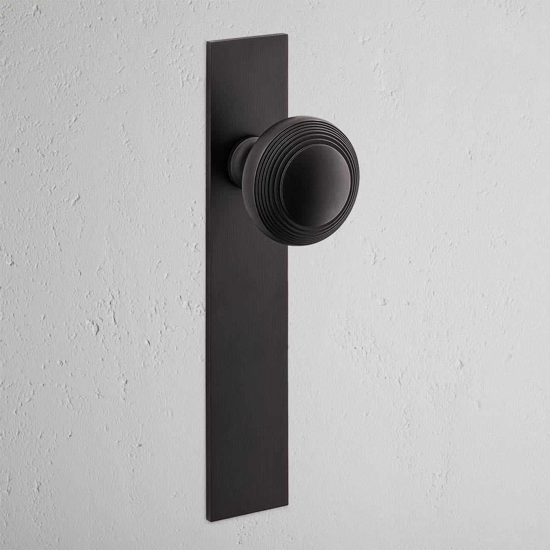 Poplar Long Plate Sprung Door Knob - Bronze
