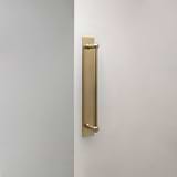 Antique Brass Harper Single Pull Handle with Plate 320mm on White Background