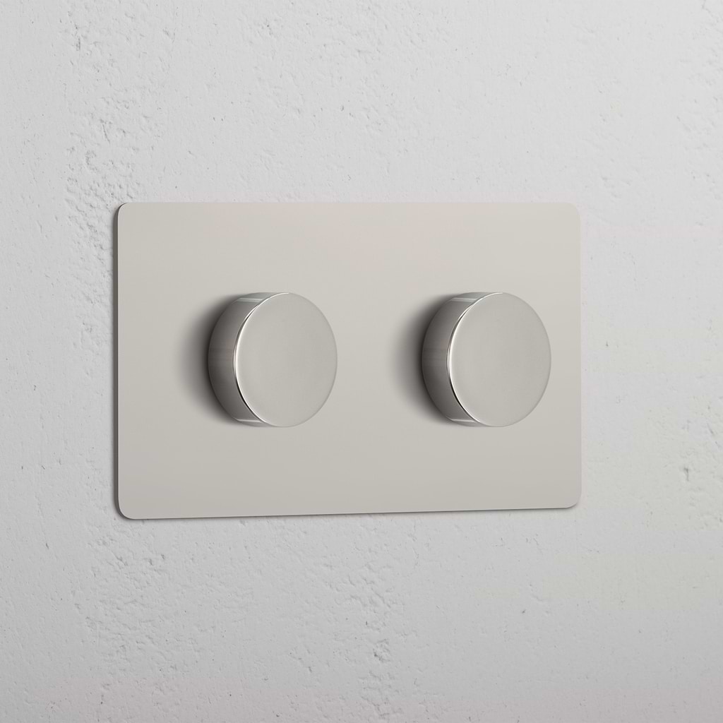 Double Dimmer Switch in Polished Nickel - Adjustable Dual Light Control Switch