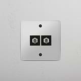 Dual Satellite Module in Clear Black - Superior TV Reception Tool on White Background