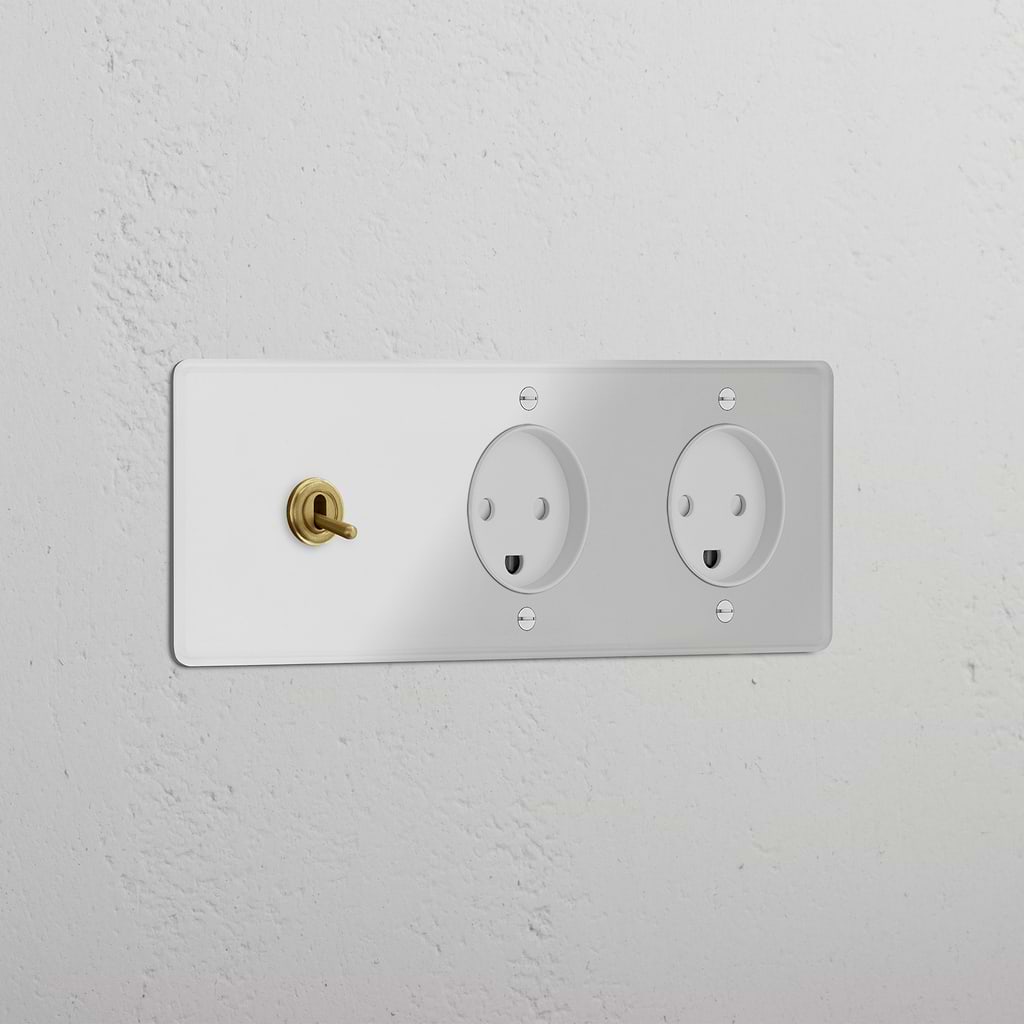 Triple Toggle & 2x Danish Module Round - Clear Antique Brass White 