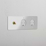 Triple Toggle & 2x Danish Module Round - Clear Antique Brass White 