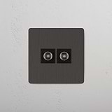 High-Performance Single TV Module in Bronze Black with Dual Ports on White Background
