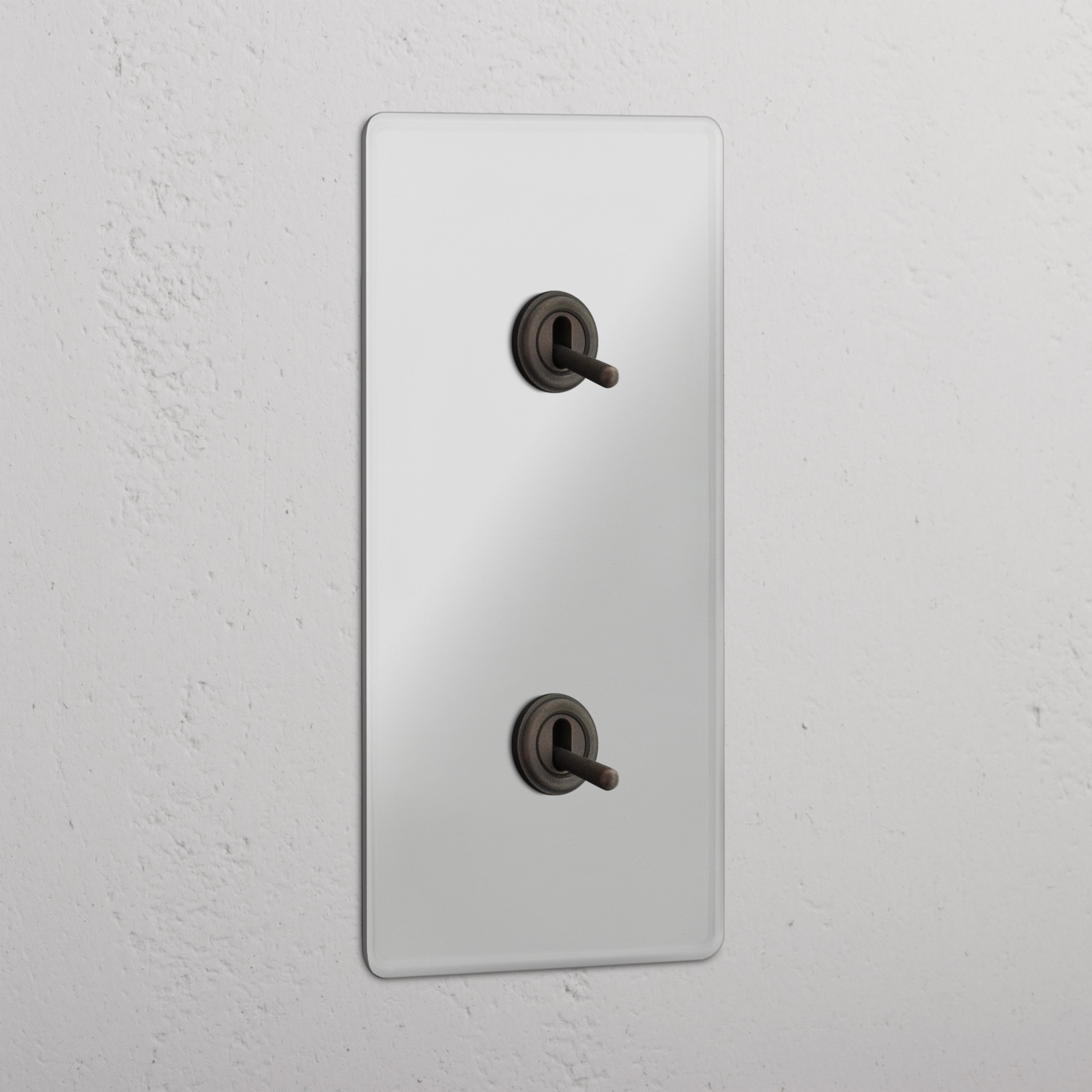Vertical Double Toggle Switch in Clear Bronze - User-friendly Light Management Tool