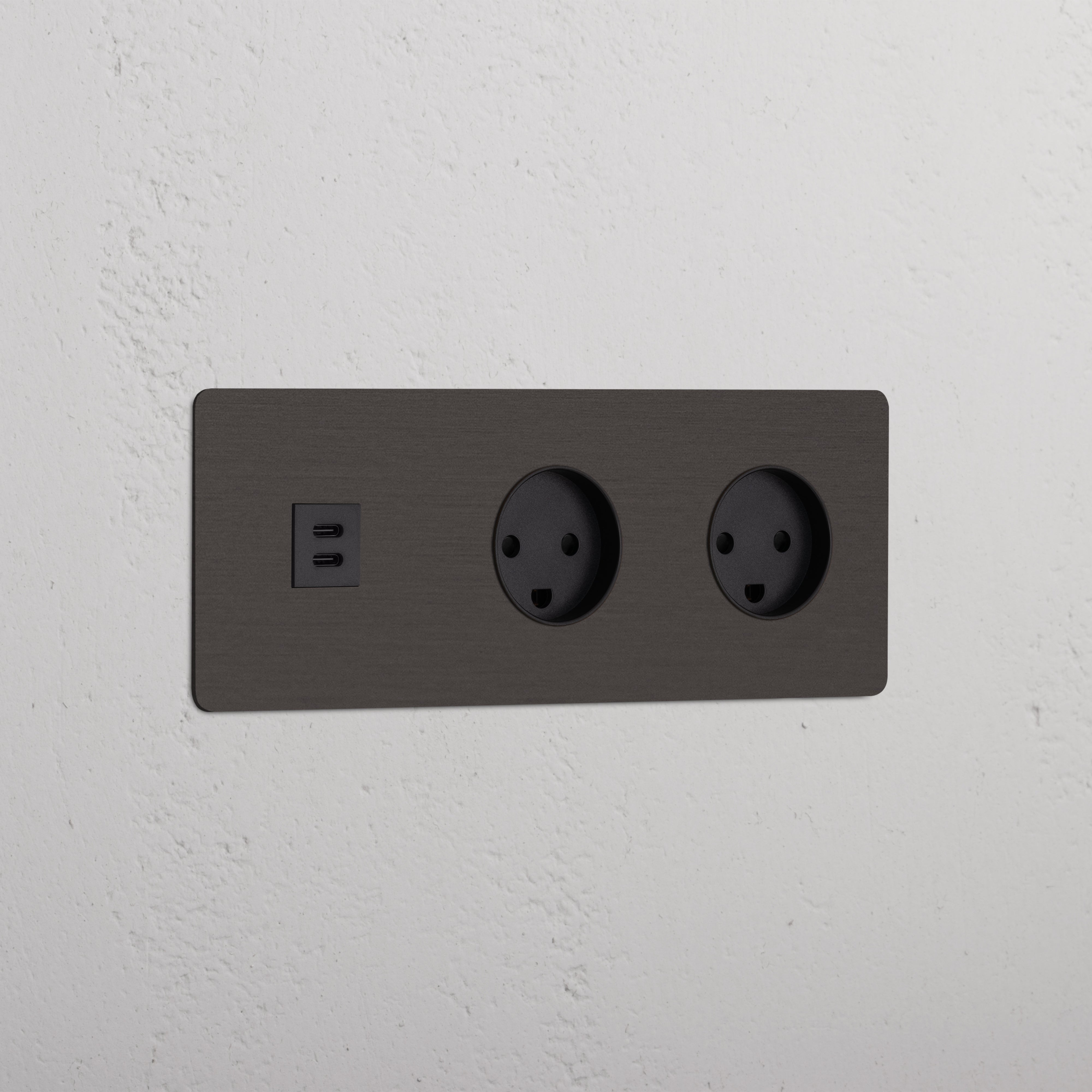 Triple USB 30W & 2x Danish Module - Bronze Black
