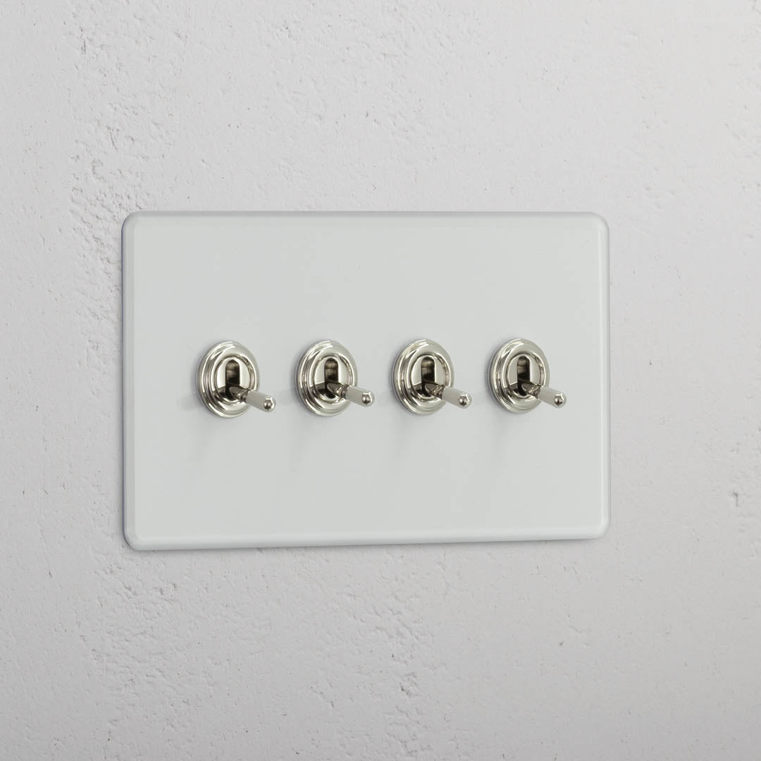 Four-Levers Double Toggle Switch in Clear Polished Nickel - Advanced Light Control Solution