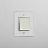 Sleek Single Rocker Switch in Clear Polished Nickel White - Streamlined Light Control Accessory