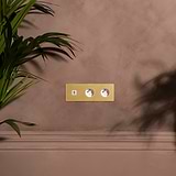 Triple USB 30W & 2x French Module Round - Antique Brass White