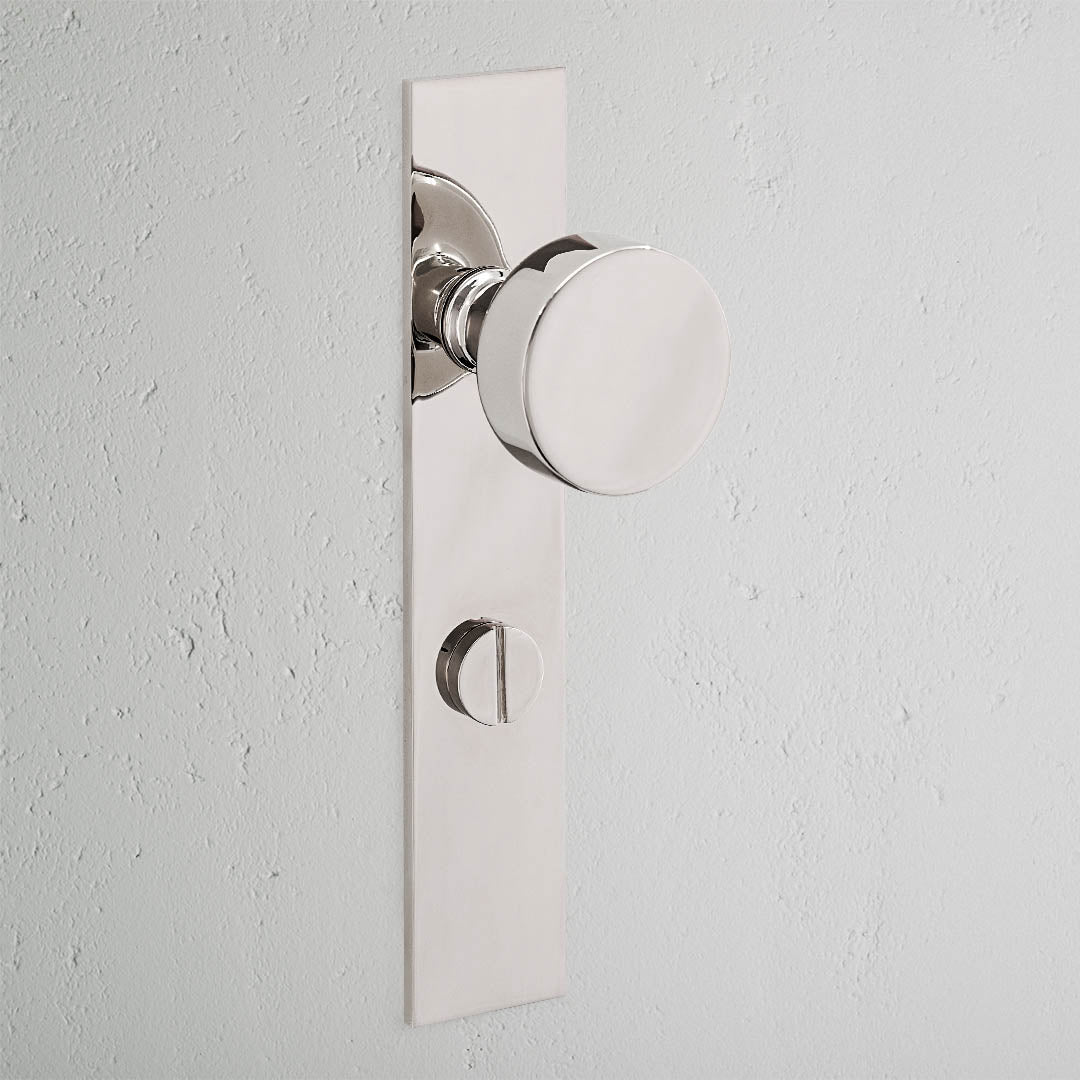Onslow Long Plate Sprung Door Knob & Thumbturn - Polished Nickel