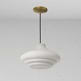 Brookfield Medium Pendant Light Opal Glass - Antique Brass 