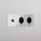 Triple Toggle & 2x Swiss Module Round - Clear Bronze Black 