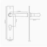Apsley Long Plate Sprung Door Handle & Euro Lock – Antique Brass