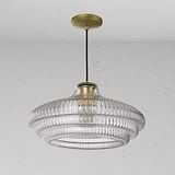 Brookfield Large Pendant Light Fluted Glass - Antique Brass