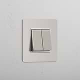 Dual Light Control Switch: Single 2x Rocker Switch in Polished Nickel White