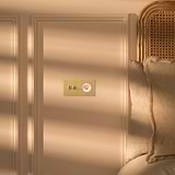 Double 2x Toggle & Swiss Module Round - Antique Brass White  