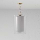 Windsor Large Pendant Light Opal Glass - Antique Brass
