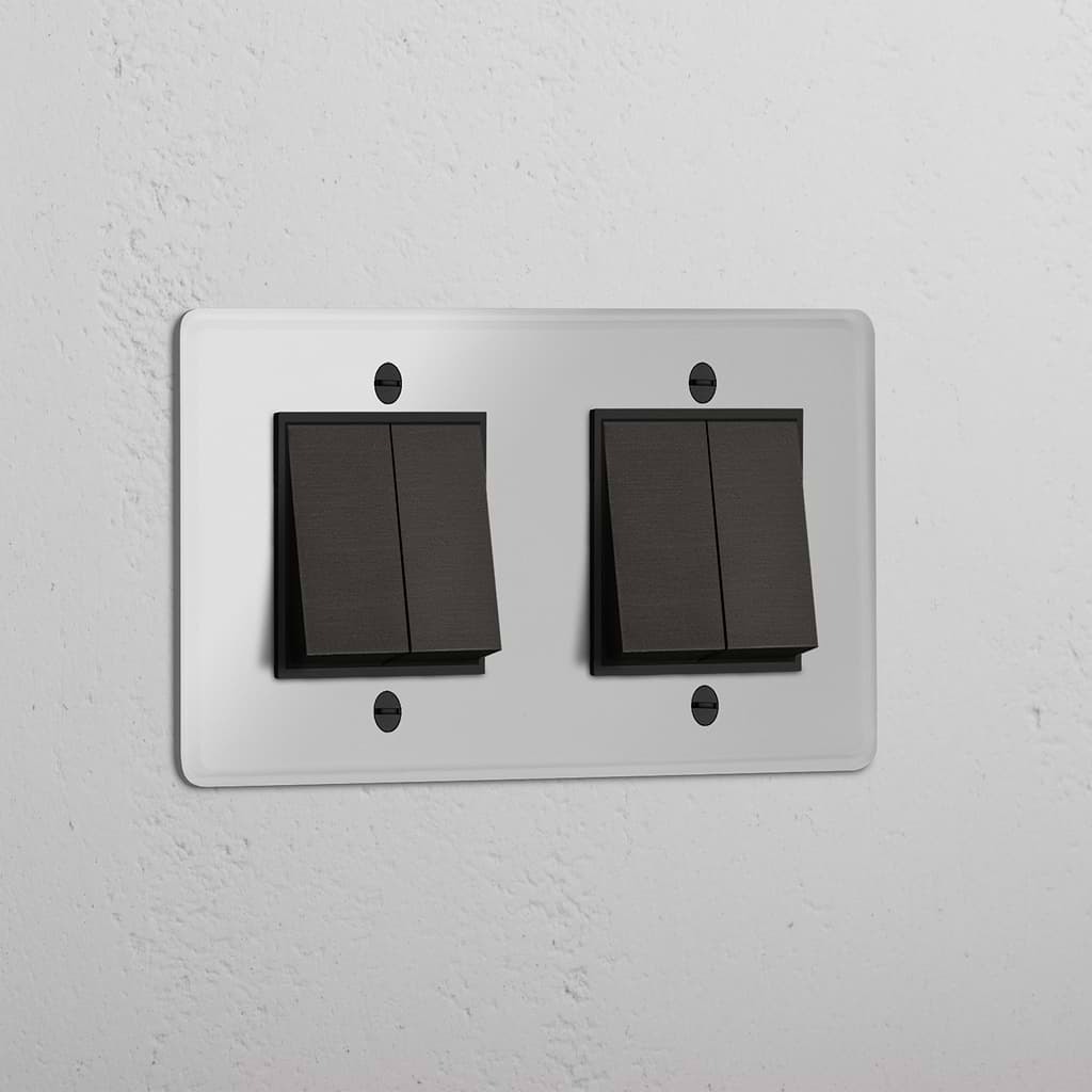 Four-Position Double Rocker Switch in Clear Bronze Black - Efficient Light Control System