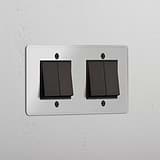 Four-Position Double Rocker Switch in Clear Bronze Black - Efficient Light Control System