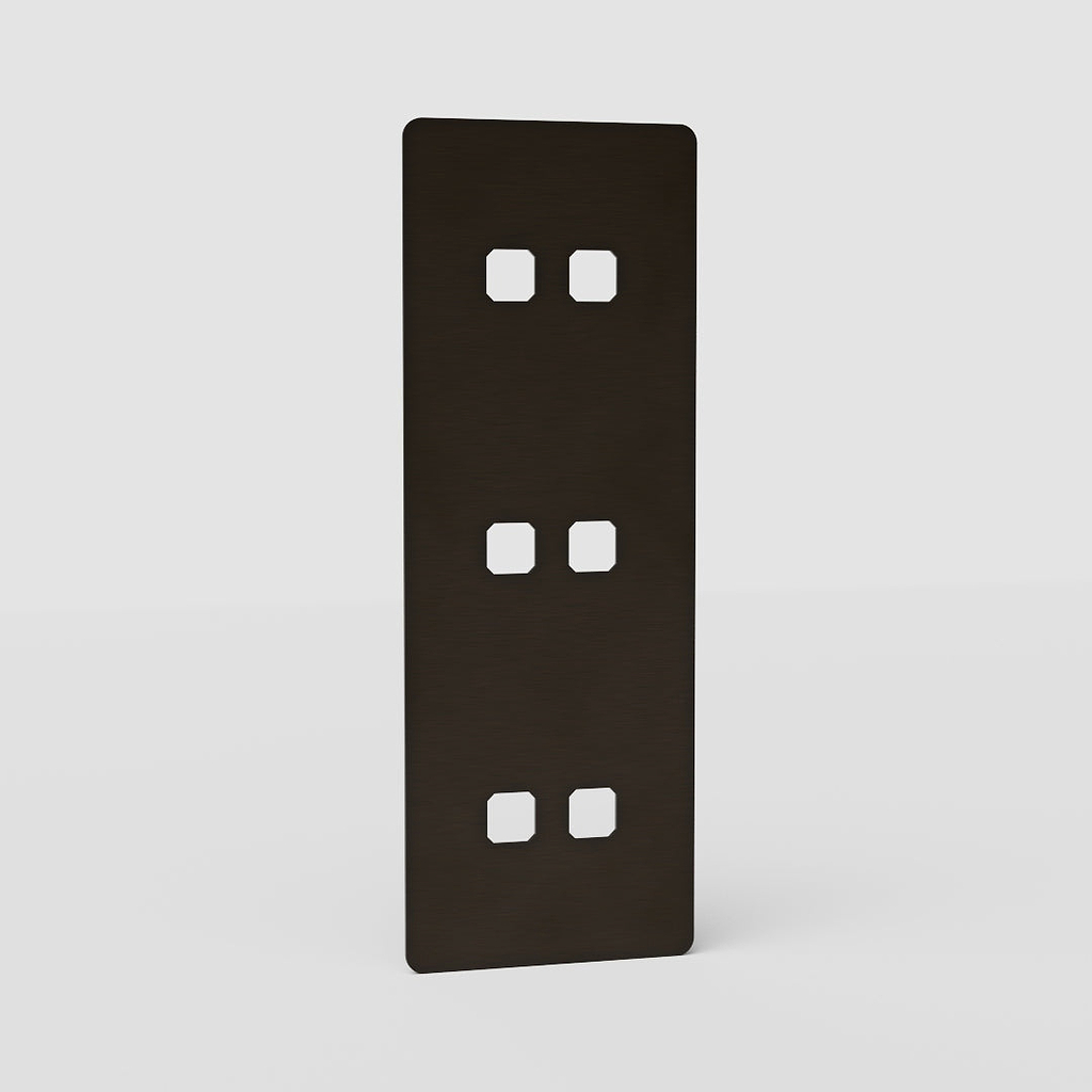 Vertical Six-Position Triple Switch Plate EU in Bronze - Space-Saving Light Control Accessory