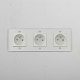High-Capacity Power Management Solution: Triple French Power Module in Clear White on White Background