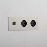 Triple USB 30W & 2x Danish Module - Polished Nickel Black