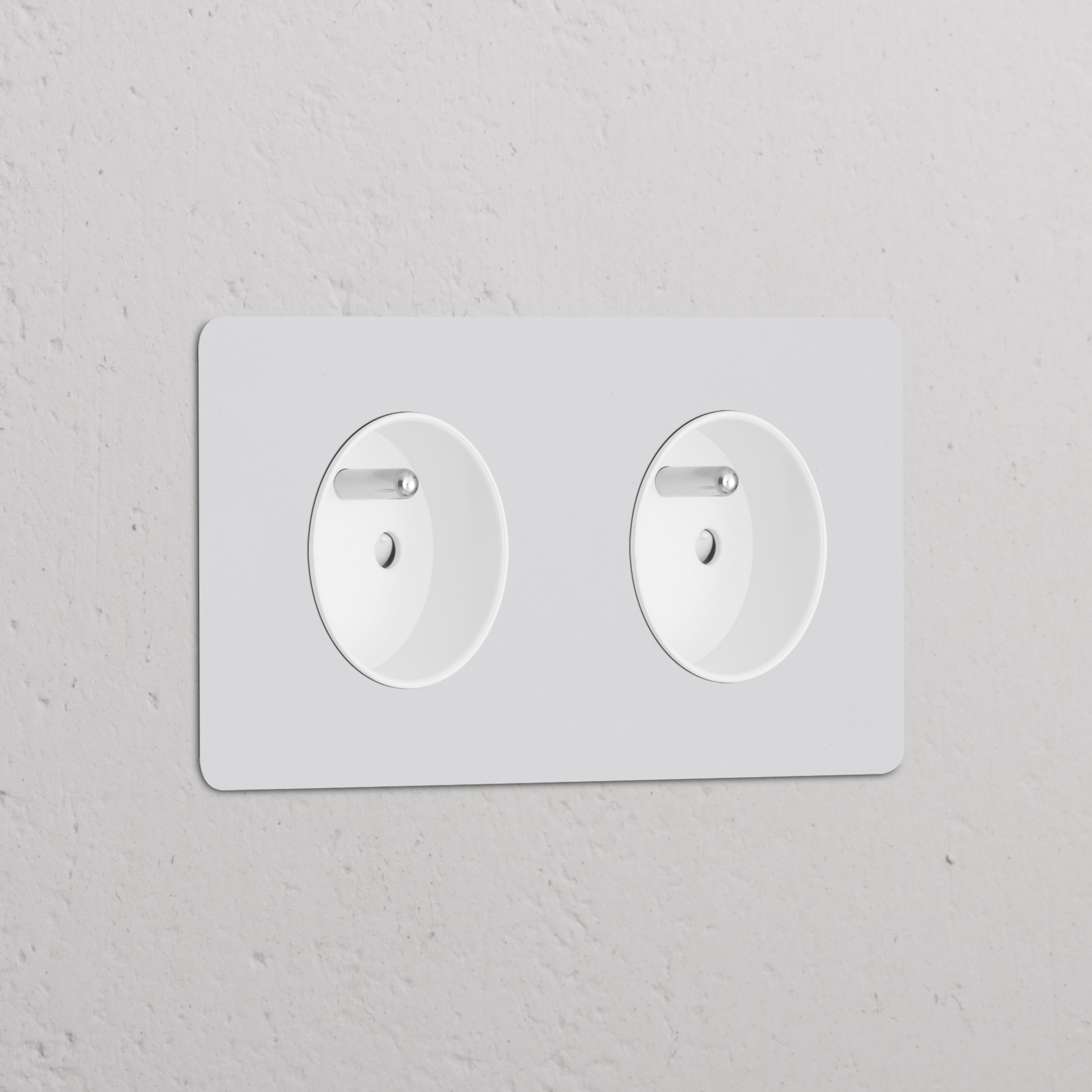 Double 2x French/Belgian Type E round power module, paintable white finish for seamless customization.