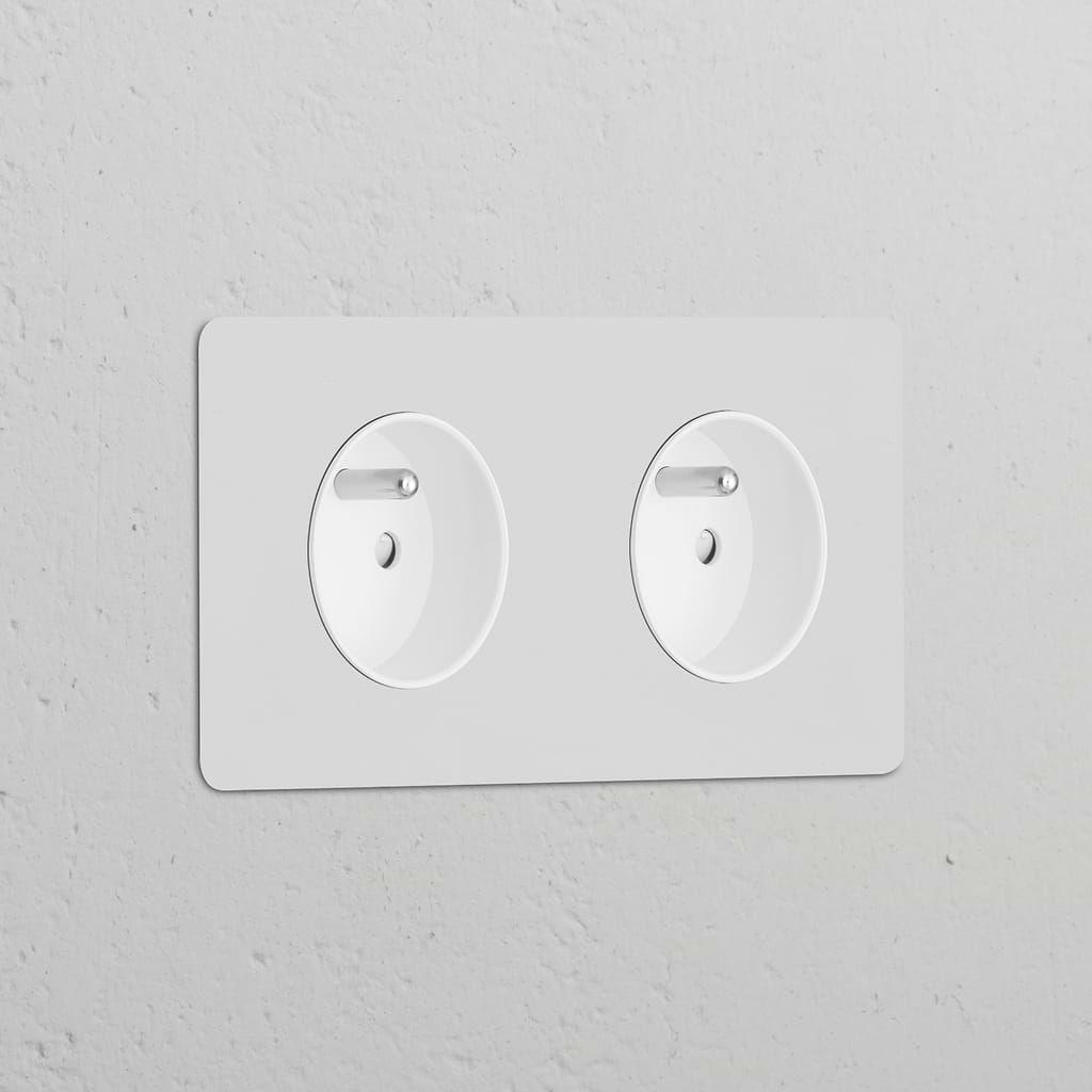 Double 2x French/Belgian Type E round power module, paintable white finish for seamless customization.