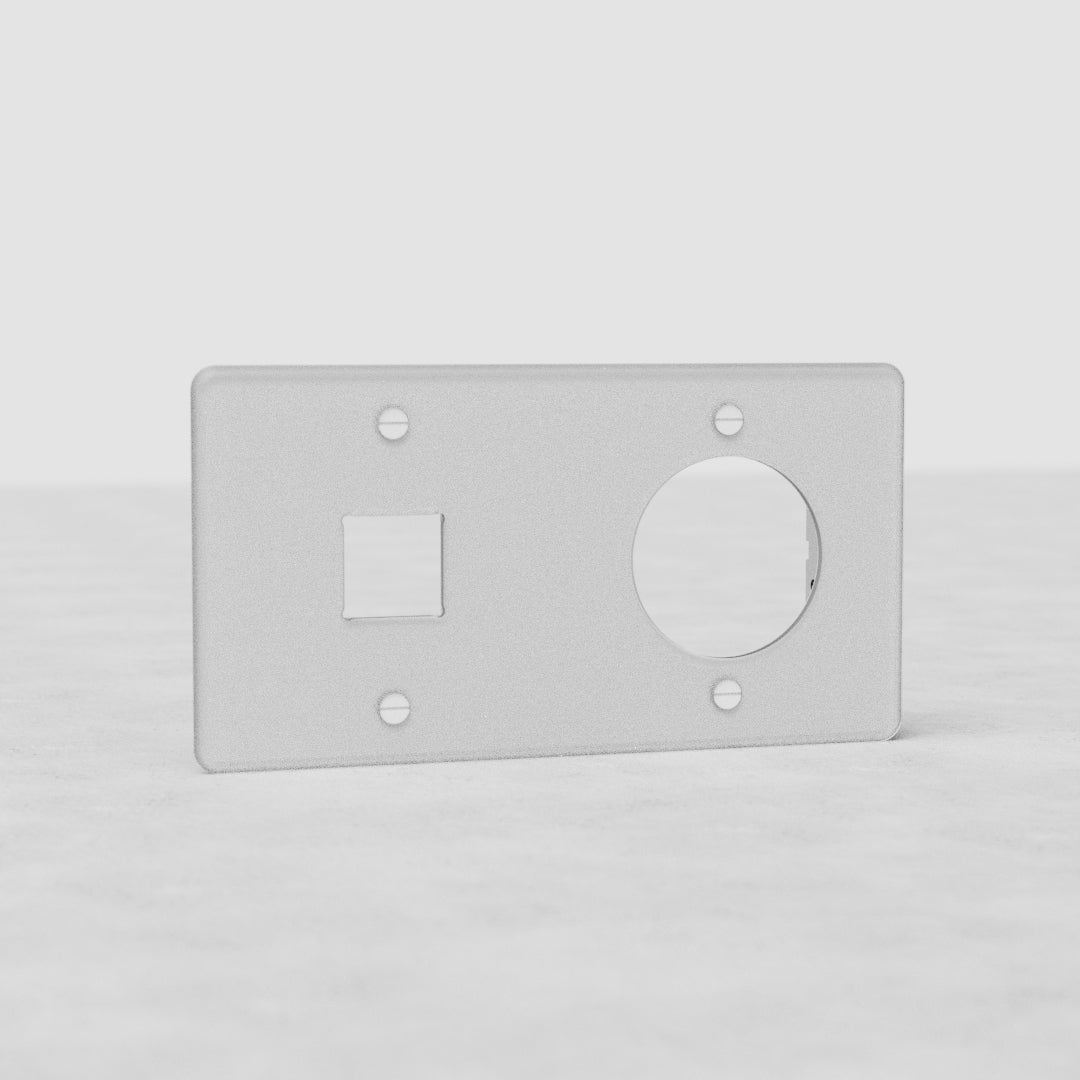 Double 1x Keystone & 1x Module Plate Round EU - Clear White 