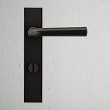 Apsley Long Plate Sprung Door Handle & Thumbturn Bronze Finish on White Background Front Facing