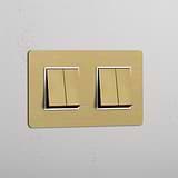Antique Brass White Double Rocker Switch with 4 Positions - Enhanced Functionality