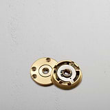 Solid Brass Poplar Sprung Door Knob Mechanism on White Background