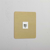 Single RJ45 Module in Antique Brass White - Reliable Network Connection