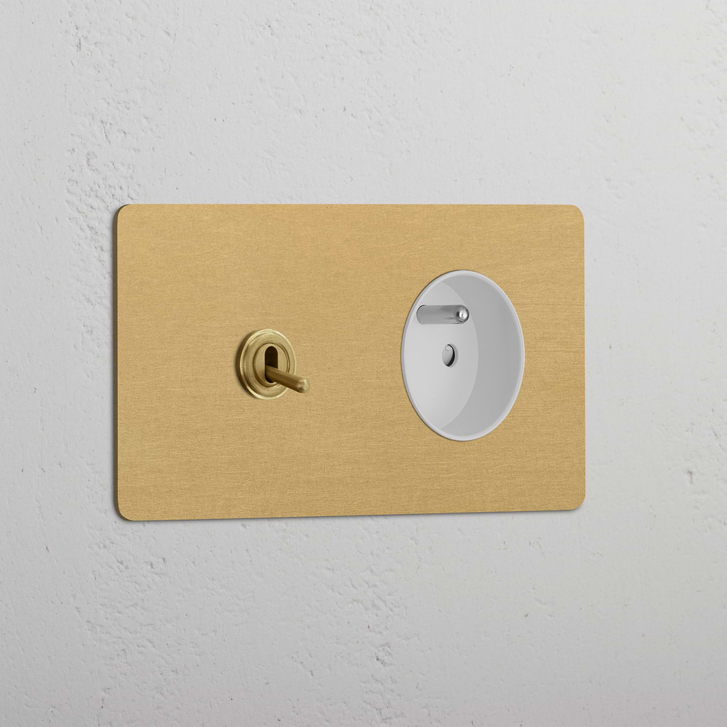 Double Toggle & French Module Round - Antique Brass White