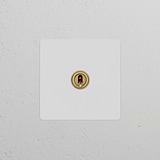 Single Toggle Switch in Paintable Antique Brass on a white wall; ideal for classic charm in switches & dimmers.