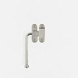 Left Southbank External Casement Window Handle Polished Nickel Finish on White Background Front Facing